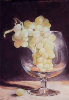 Named contemporary work « raisin dans grand verre », Made by ALICE DENAT-BOURGADE