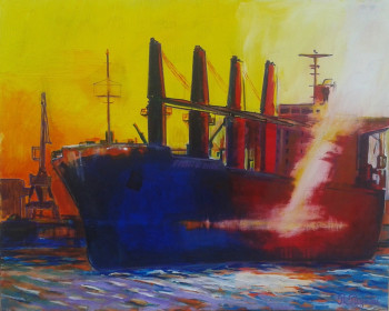 Named contemporary work « Port de Bayonne18 », Made by PHILOU