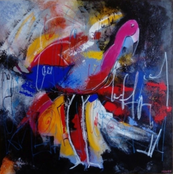Named contemporary work « MONSIEUR FLAMANT ROSE », Made by MIREILLE MAURY
