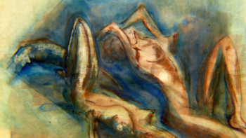 Named contemporary work « deux femmes », Made by TIREZ SYLVIANE