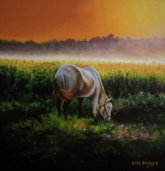 Named contemporary work « Cheval au soleil couchant », Made by ANDRé GILLOUAYE