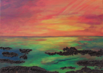 Named contemporary work « Coucher du Soleil », Made by   MARIA  COUTINHO   /  MARIA  C.