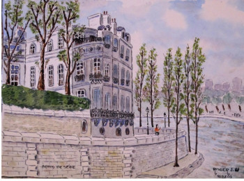 Named contemporary work « Sans" Bords de Seine " N° : 1996 titre », Made by ROGER J.