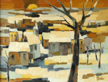 Named contemporary work « Neige au village », Made by FRANçOIS BADER