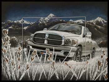 Named contemporary work « winter pick up in wyoming », Made by STéPHANIE PéRICAT PASTELLISTE PRO