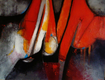 Named contemporary work « COMPOSITION ORANGE », Made by MIREILLE MAURY