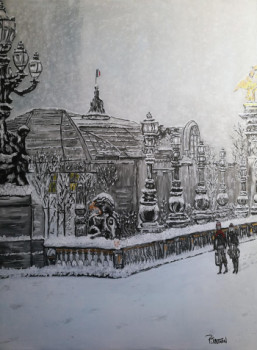 Named contemporary work « Paris - Grand Palais sous la neige -Hiver 2018 », Made by PATRICK JOOSTEN
