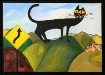 Named contemporary work « Le chat des collines », Made by RICHARD BOIGEOL