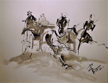 Named contemporary work « Etude à l'encre de Chine rehaussée(17-46)  », Made by THIERRY FAURE