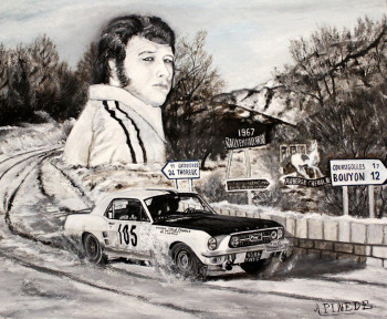 Named contemporary work « Monte Carlo 1967 - Ford Mustang - Henri Chemin Johnny Hallyday », Made by ALAIN PINEDE