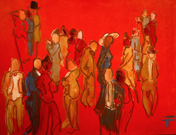 Named contemporary work « scène de vie-QUOI DE NEUF-(16-116) », Made by THIERRY FAURE