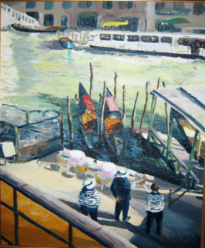 Named contemporary work « LES GONDOLIERS SUR LE GRAND CANAL », Made by PHILIPPE NEGRE