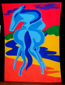 Named contemporary work « Hommage au blaue reiter », Made by KAREN CHESSMAN
