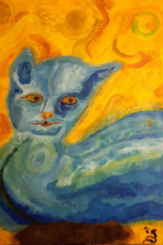 Named contemporary work « LE CHAT BLEU », Made by SOPHIE SALA