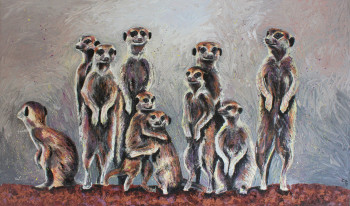 Named contemporary work « Famille Suricate », Made by CLEMENCE POWNEY