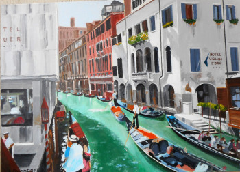 Named contemporary work « Un canal à Venise.   acrylique », Made by ANDRé FEODOROFF