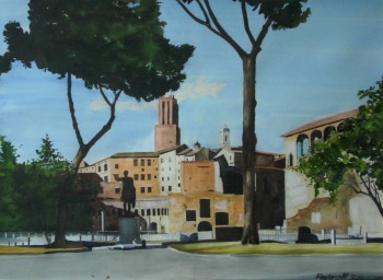 Named contemporary work « Forum Romain.   aquarelle », Made by ANDRé FEODOROFF