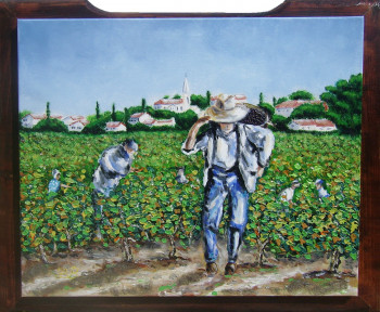 Named contemporary work « Vendanges du muscat à Vérargues », Made by BRUNO LEMASSON