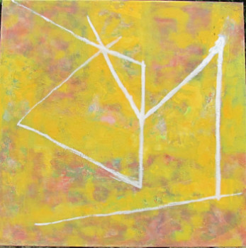 Named contemporary work « Signes sur fond jaune », Made by PIERRE BONNECARRERE