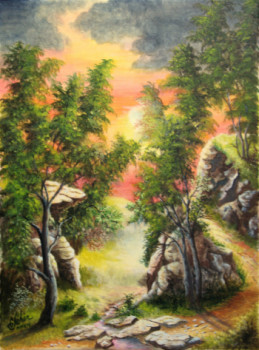 Named contemporary work « Le chemin des roches. », Made by JEHIN GéRARD