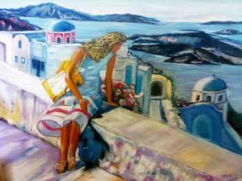 Named contemporary work « vacance à santorin », Made by THIERRY VILTARD