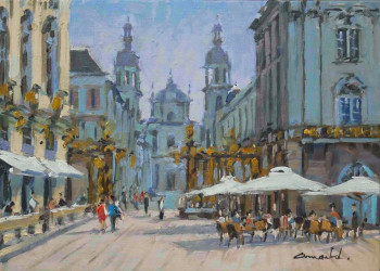 Named contemporary work « Eglise Saint Georges à Nancy (huile sur toile 41 x 27)   VENDU 1 », Made by ARNOULD   -