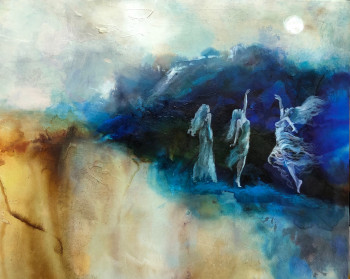 Named contemporary work « DANCING IN THE MOON », Made by VIVIANE LESZCZYNSKI