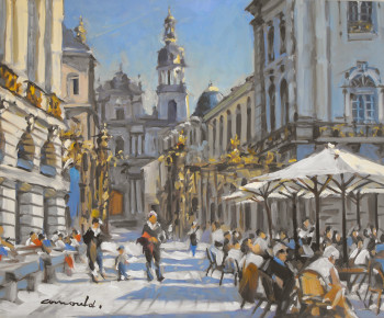 Named contemporary work « Eglise Saint Georges à Nancy (huile sur toile 41 x 27)   VENDU 2 », Made by ARNOULD   -