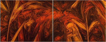 Named contemporary work « Apalisor 18  diptyque - 1990 (130x324) », Made by JACQUES DEFFONTAINE