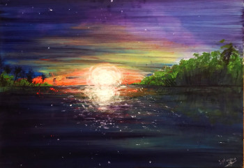 Named contemporary work « L'aube sur Terre Mère », Made by SYLVIANE