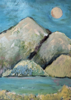 Named contemporary work « les montagnes bleues », Made by MARYSE DAVETTE