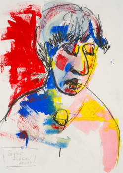 Named contemporary work « Portrait gouache 3 », Made by SOPHIE PIGEON