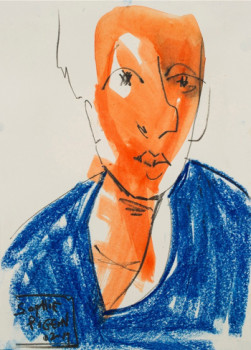 Named contemporary work « Portrait gouache 10 », Made by SOPHIE PIGEON