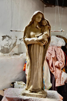 Named contemporary work « Vierge à l'enfant 2 », Made by PHILIPPE LE MONIES DE SAGAZAN