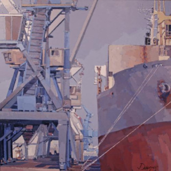 Named contemporary work « A quai Saint Nazaire », Made by GUY DEKERYVER