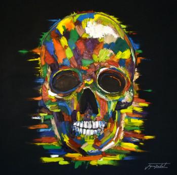 Named contemporary work « Color skull », Made by JACQUES ROCHET