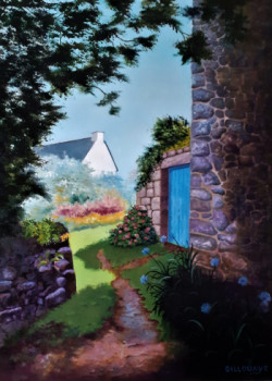 Named contemporary work « Sentier à l'Ile de Brehat », Made by ANDRé GILLOUAYE