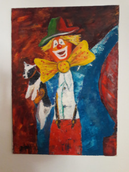 Named contemporary work « LE CLOWN ET SON CHIEN », Made by MARCEL GEORGES