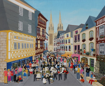 Named contemporary work « QUIMPER - RUE KEREON », Made by MARTINE CLOUET