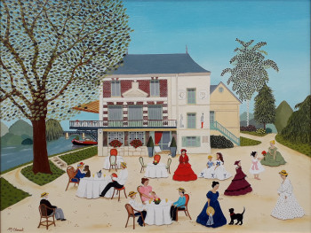 Named contemporary work « HOMMAGE AUX IMPRESSIONISTES - LA MAISON FOURNAISE », Made by MARTINE CLOUET