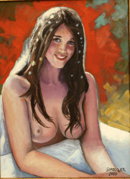 Named contemporary work « Jeune fille souriante », Made by ROBERT SCHOULER