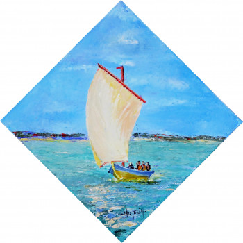 Named contemporary work « Pinassotte à voile », Made by MICHEL HAMELIN