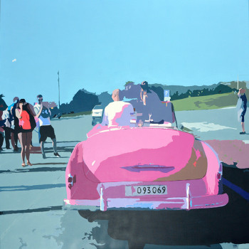 Named contemporary work « "La belle américaine - Cuba 2014" - 130 cm x 130 cm », Made by ASTRID FESTOR