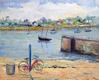 Named contemporary work « Deux bicyclettes à l'ile Tudy », Made by MICHEL HAMELIN