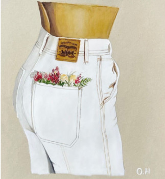 Named contemporary work « The White Jean Levi’s », Made by O.H