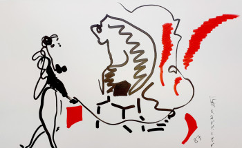 Named contemporary work « La dompteuse et le tigre », Made by ERIK CHARRIER