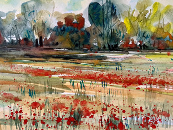 Named contemporary work « Les coquelicots », Made by BOB CHâTELAIN