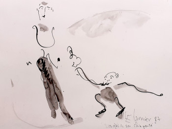 Named contemporary work « Danglès et son chimpanzé », Made by ERIK CHARRIER