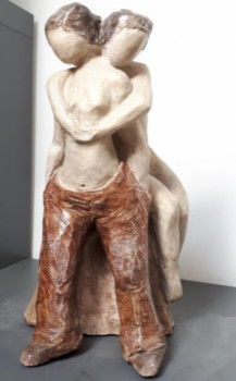 Named contemporary work « Les amoureuses du rocher », Made by JOSS'SCULPTURE