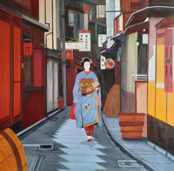 Named contemporary work « De bonne heure dans le quartier de Gion,Kyoto », Made by FABRICE DURIEUX